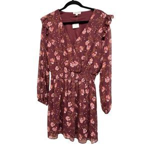 Socialite women's floral Long Sleeve Bobo Dress Medium‎ New